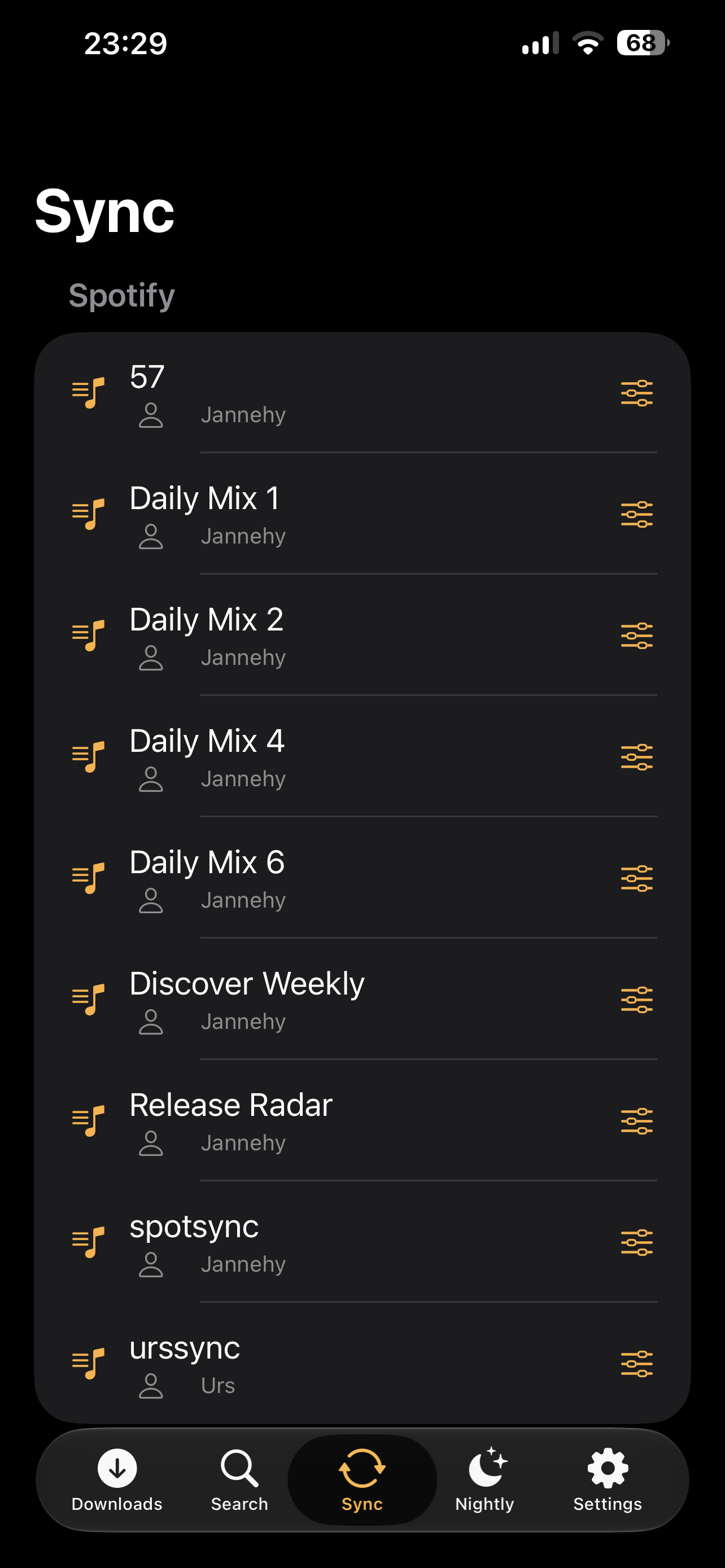 Playlists kept in sync